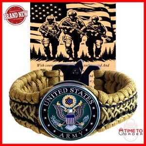 Military Paracord Bracelet with Army Emblem, 3.5 Inches, Unisex
